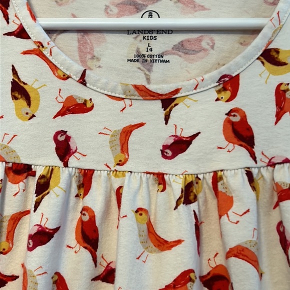 Lands End Kids Long Sleeve Bird Dress Sz 14 - Picture 2 of 4